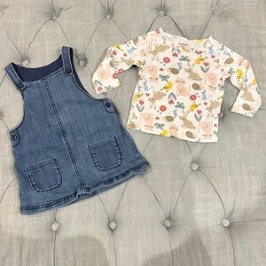 Carter's Blue Denim Dress and Animal Print Top Set